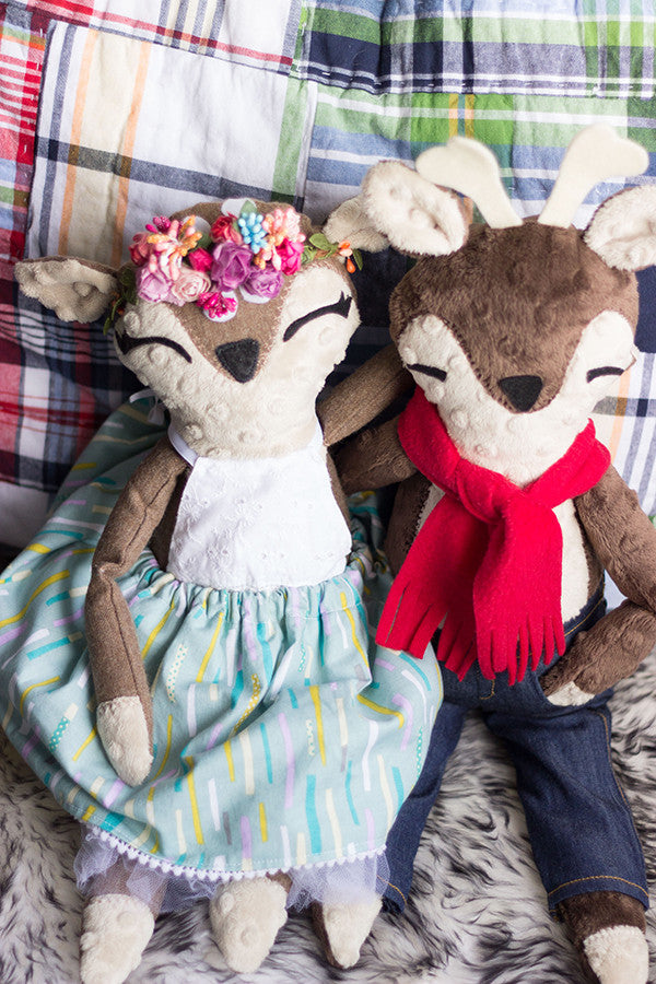 Dude and Dainty Deer stuffed animal dolls