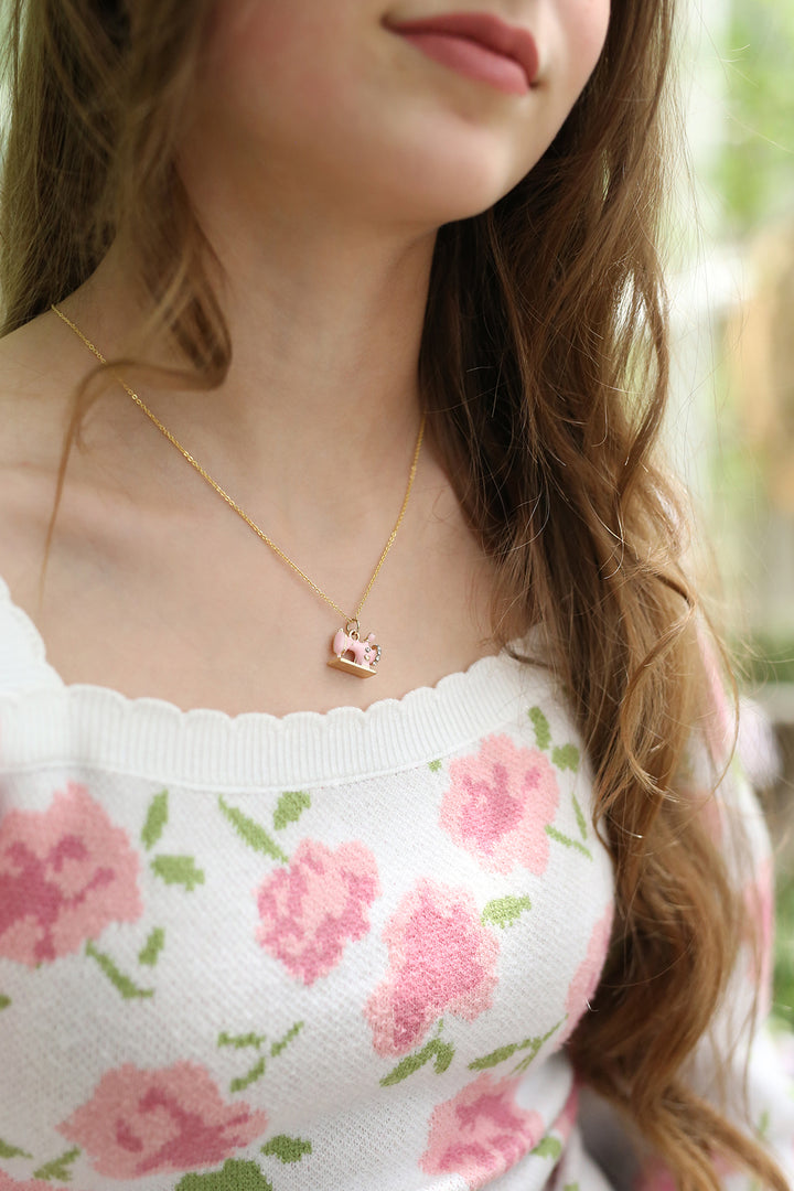 Pink Sewing Charm Necklace