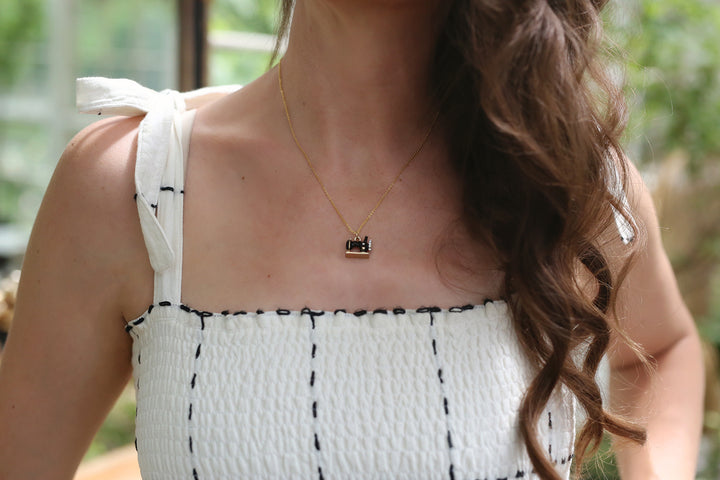 Black Sewing Charm Necklace