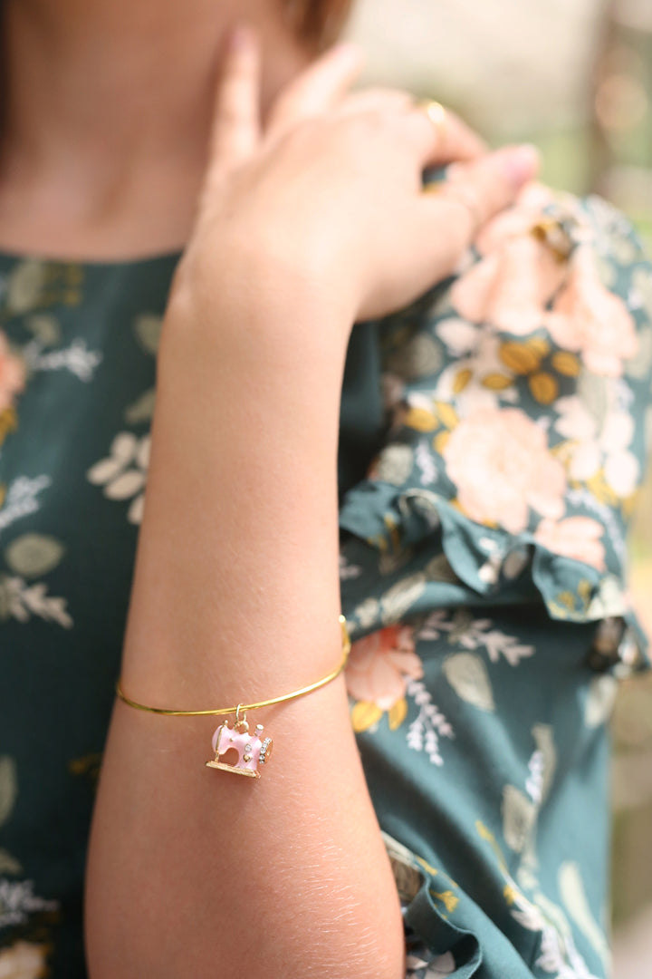 Sewing Machine Charm Bangle Bracelet