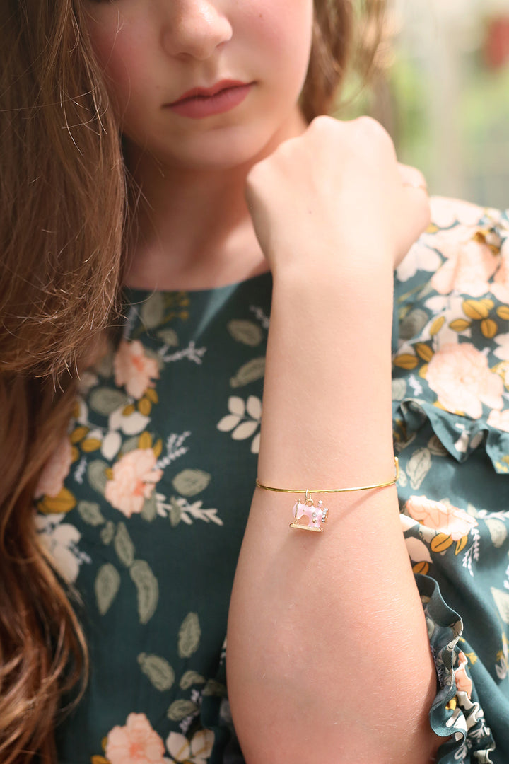 Sewing Machine Charm Bangle Bracelet
