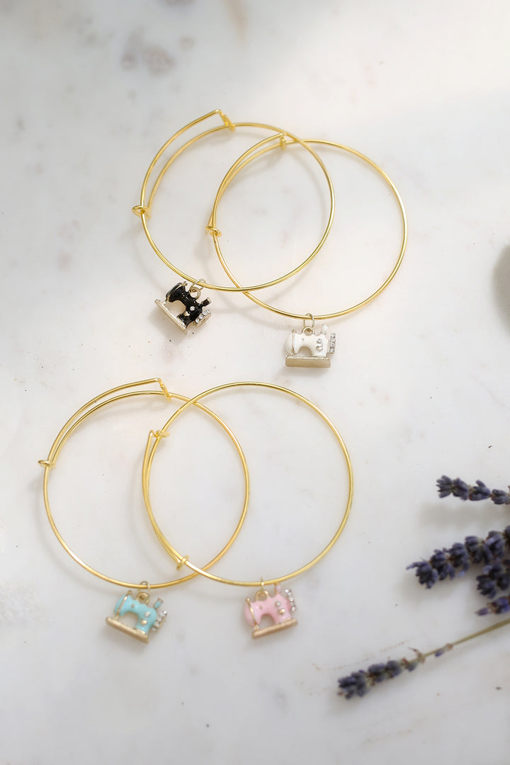 Sewing Machine Charm Bangle Bracelet