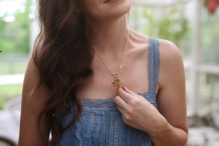 Vintage Sewing Charm Paperclip Chain Necklace