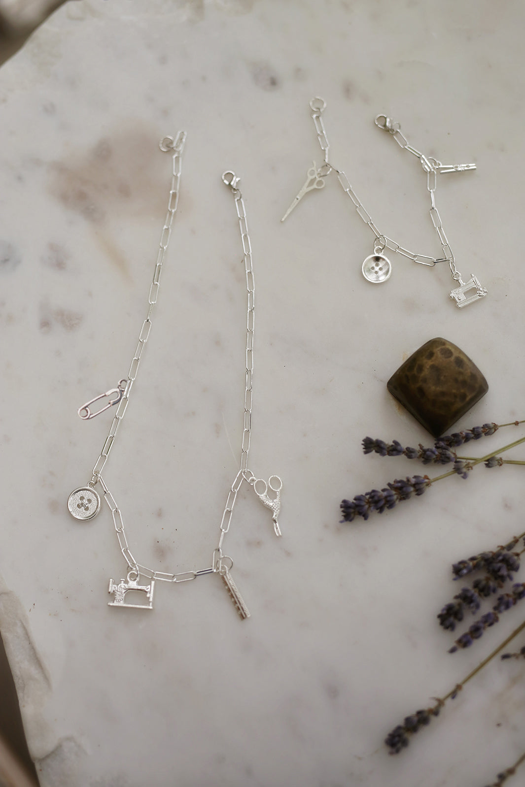 Sewing Charm Paperclip Chain Necklace