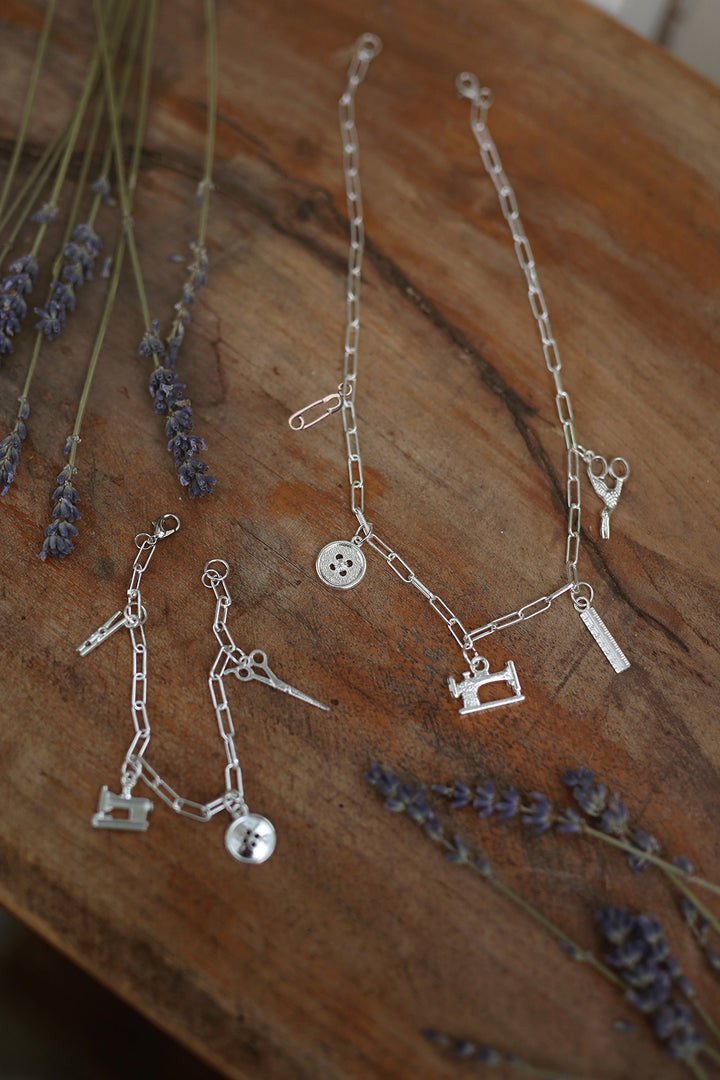 Sewing Charm Paperclip Chain Necklace