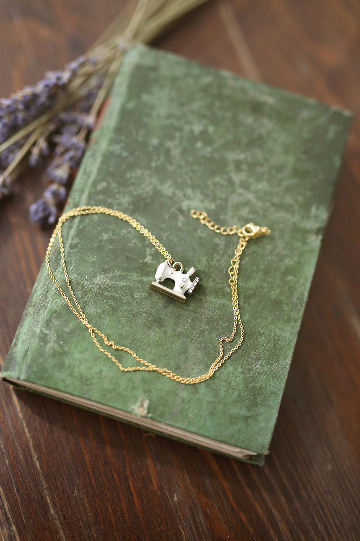 White Sewing Charm Necklace