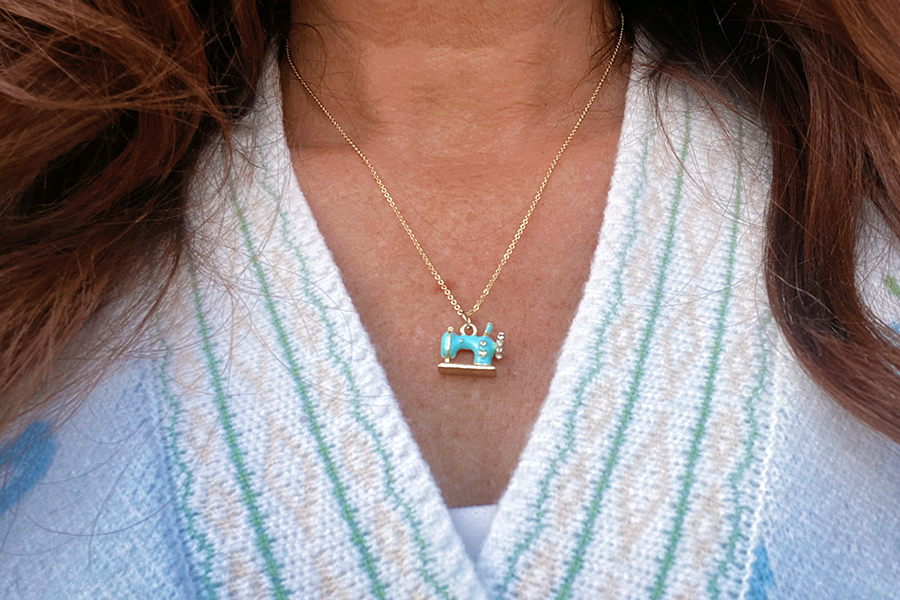 Blue Sewing Charm Necklace