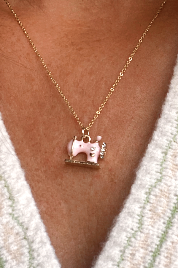 Pink Sewing Charm Necklace
