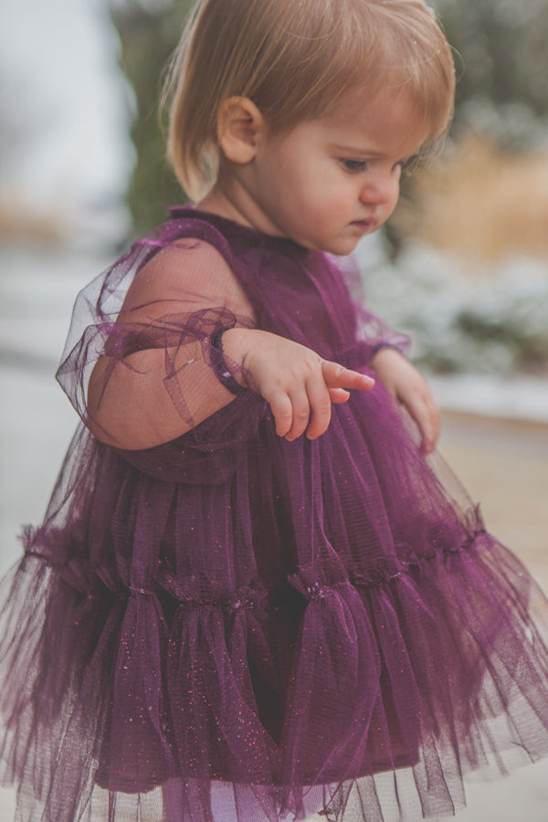 dark purple infant dress Baby Velvet Party Dress - Petra