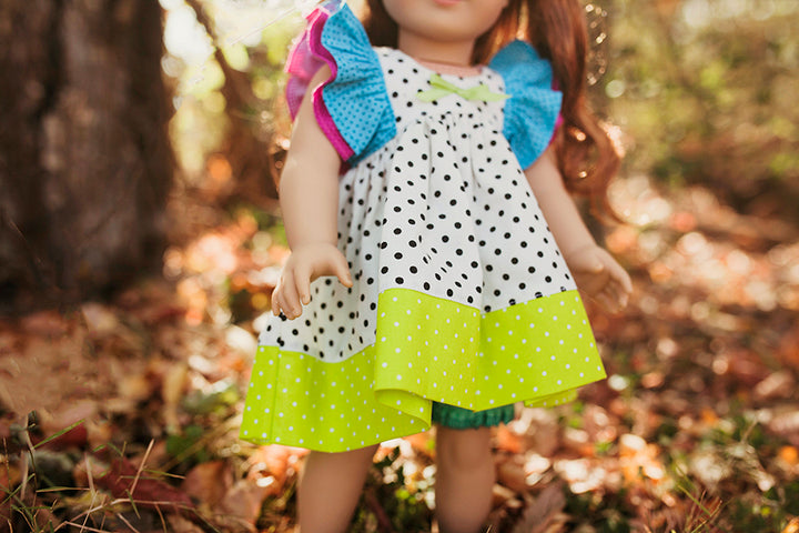 Clara Doll Top, Shorts & Dress