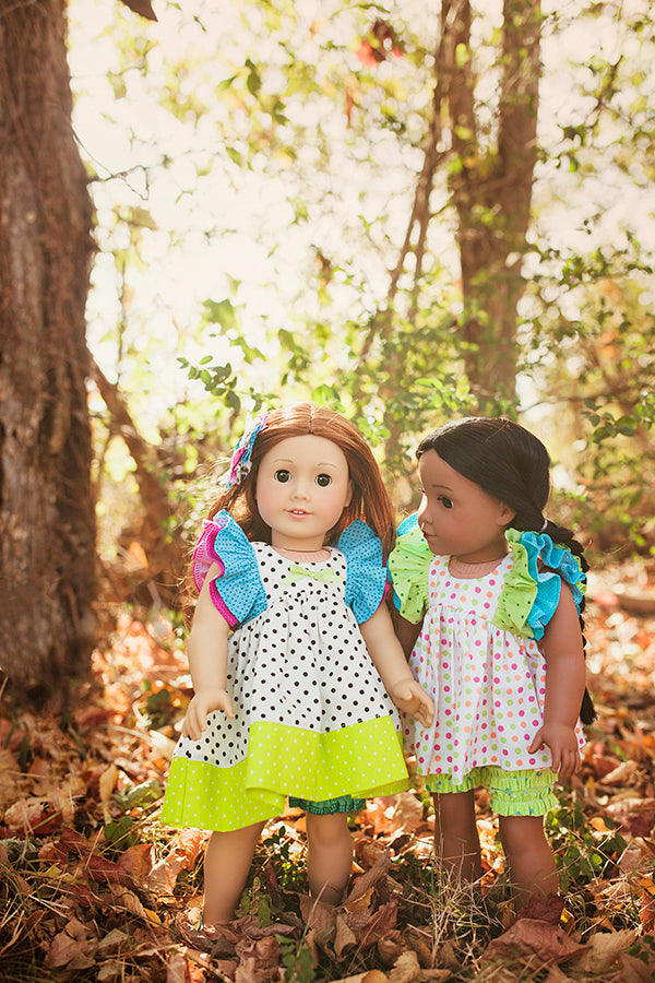 Clara Doll Top, Shorts & Dress